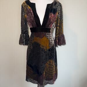 Muse for Boston Proper Crushed Velvet Dress Size 4 Boho Bell Sleeve